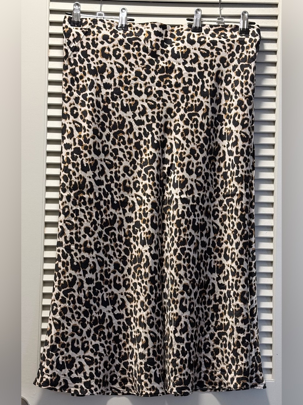 Quince Leopard Print Satin Midi Skirt - Black, Brown, Cream